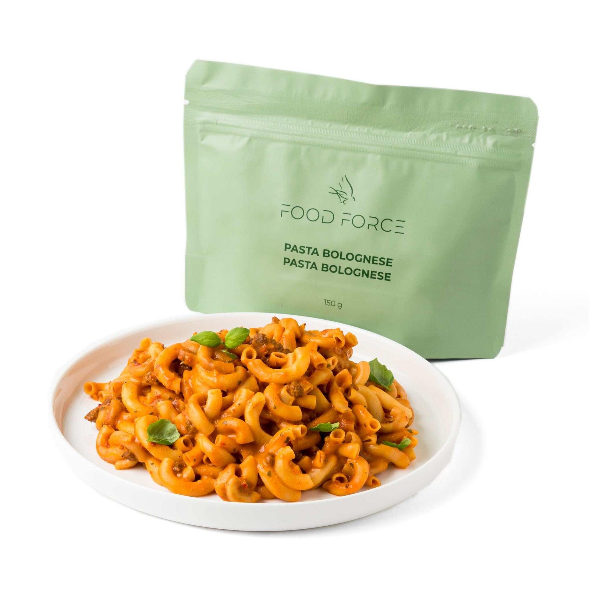Frysetørret mad Pasta Bolognese fra Food Force i genlukkelig pose